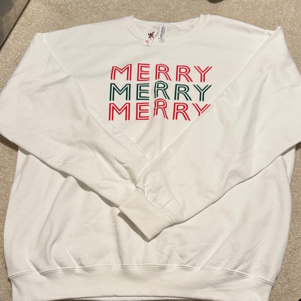 Jerzees White Merry Graphic Sweatshirt